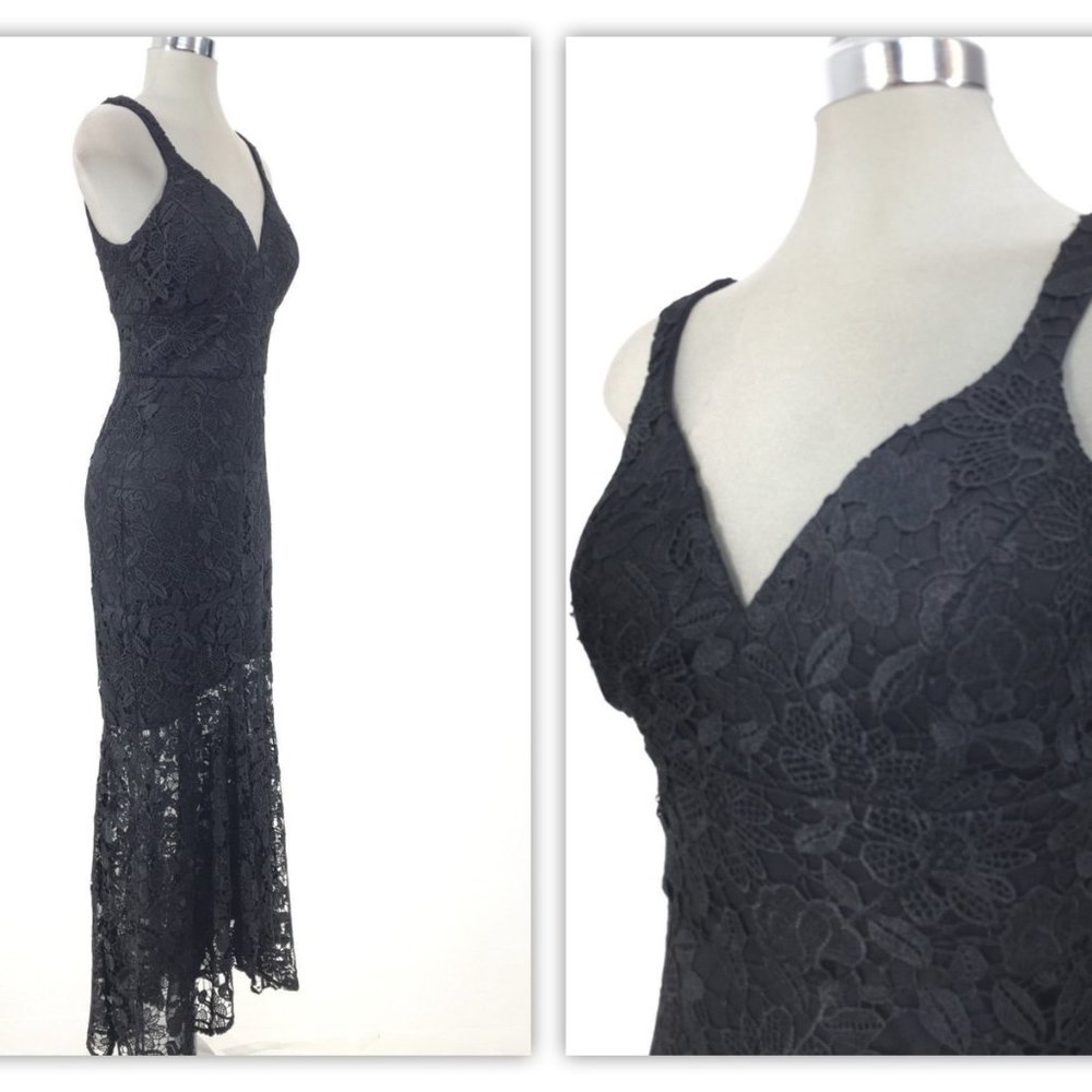NICOLE MILLER LACE SHEER HEM GOWN Size 2 - Picture 3 of 16
